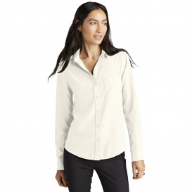 Mercer+Mettle MM2013 Women\'s Stretch Crepe Long Sleeve Camp Blouse - Ivory Chiffon