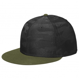 New Era NE407 Camo Flat Bill Snapback Cap - Army/Black Camo