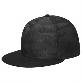 New Era NE407 Camo Flat Bill Snapback Cap - Black/Black Camo