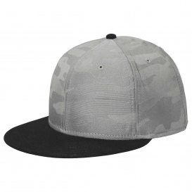 New Era NE407 Camo Flat Bill Snapback Cap - Black/Rainstorm Grey Camo