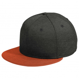 New Era NE408 Shadow Heather Striped Flat Bill Snapback Cap - Black Shadow Heather/Deep Orange