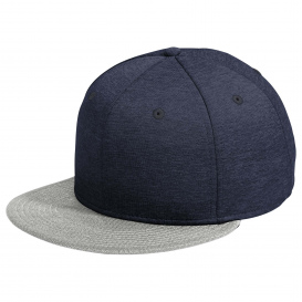 New Era NE408 Shadow Heather Striped Flat Bill Snapback Cap - Navy Shadow Heather/Grey