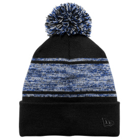 New Era NE909 Knit Chilled Pom Beanie - Black/Royal 