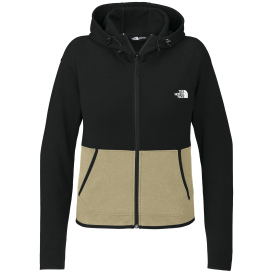 The North Face NF0A8BUT Ladies Double-Knit Full-Zip Hoodie - Khaki Stone/TNF Black