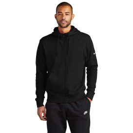 Nike NKDR1513 Club Fleece Sleeve Swoosh Full-Zip Hoodie - Black