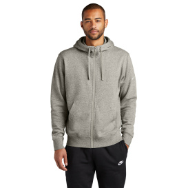 Nike NKDR1513 Club Fleece Sleeve Swoosh Full-Zip Hoodie - Dark Grey Heather