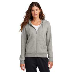 Nike NKFD9890 Ladies Club Fleece Sleeve Swoosh Full-Zip Hoodie - Dark Grey Heather