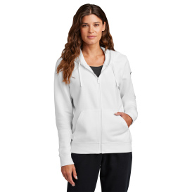 Nike NKFD9890 Ladies Club Fleece Sleeve Swoosh Full-Zip Hoodie - White