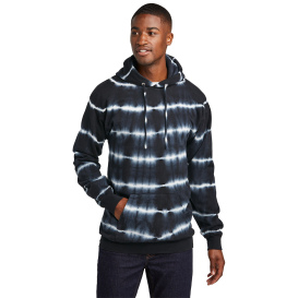 Port & Company PC143 Allover Stripe Tie-Dye Fleece - Black/White