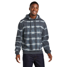 Port & Company PC143 Allover Stripe Tie-Dye Fleece - Graphite/Light Grey