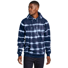 Port & Company PC143 Allover Stripe Tie-Dye Fleece - True Navy/White