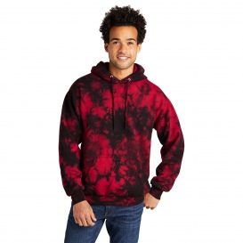 Port & Company PC144 Crystal Tie-Dye Pullover Hoodie - Black/Red