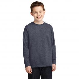Port & Company PC54YLS Youth Long Sleeve Core Cotton Tee - Heather Navy