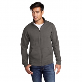Port & Company PC78FZ Core Fleece Cadet Full-Zip Sweatshirt - Charcoal