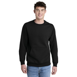 Port & Company PC78PKT Core Fleece Crewneck Pocket Sweatshirt - Jet Black