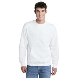 Port & Company PC78PKT Core Fleece Crewneck Pocket Sweatshirt - White