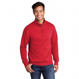 Port & Company PC78Q Core Fleece 1/4-Zip Pullover Sweatshirt - Red