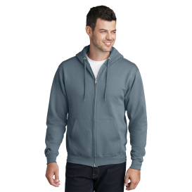 Port & Company PC78ZH Core Fleece Full-Zip Hooded Sweatshirt - Steel Blue