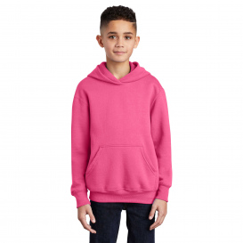 Port & Company PC90YH Youth Core Fleece Pullover Hooded Sweatshirt - Neon Pink