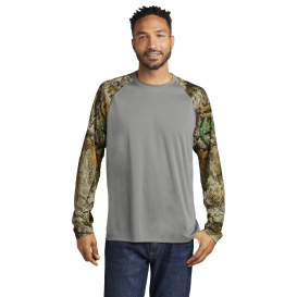 Russell Outdoors RU151LS Realtree Colorblock Performance Long Sleeve Tee - Grey Concrete Heather/Realtree Edge