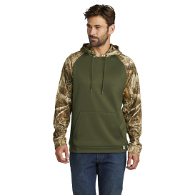 Russell Outdoors RU451 Realtree Performance Colorblock Pullover Hoodie - Olive Drab Green/Realtree Edge