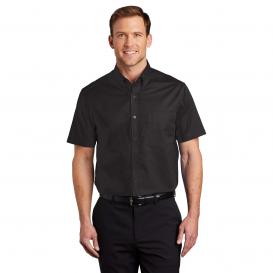 Port Authority S508 Short Sleeve Easy Care Shirt - Black/Light Stone