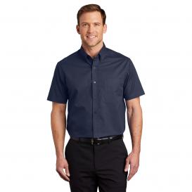 Port Authority S508 Short Sleeve Easy Care Shirt - Navy/Light Stone