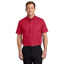 Port Authority S508 Short Sleeve Easy Care Shirt - Red/Light Stone