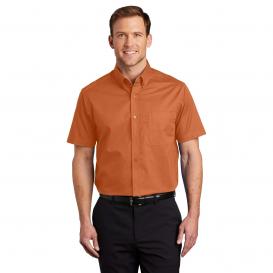 Port Authority S508 Short Sleeve Easy Care Shirt - Texas Orange/Light Stone