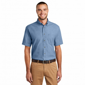 Port & Company SP11 Short Sleeve Value Denim Shirt - Faded Blue