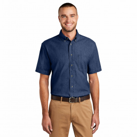 Port & Company SP11 Short Sleeve Value Denim Shirt - Ink Blue | Full Source