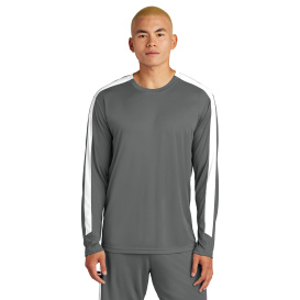 Sport-Tek ST100LS Competitor United Long Sleeve Crew - Iron Grey/White