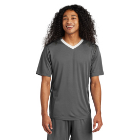 Sport-Tek ST101 Competitor United V-Neck - Iron Grey/White