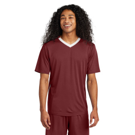 Sport-Tek ST101 Competitor United V-Neck - Maroon/White