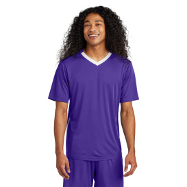 Sport-Tek ST101 Competitor United V-Neck - Purple/White