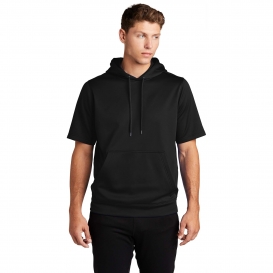 Sport-Tek ST251 Sport-Wick Fleece Short Sleeve Hooded Pullover - Black