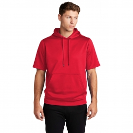 Sport-Tek ST251 Sport-Wick Fleece Short Sleeve Hooded Pullover - Deep Red