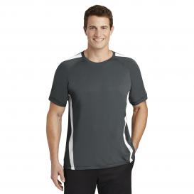 Sport-Tek ST351 Colorblock PosiCharge Competitor Tee - Iron Grey/White