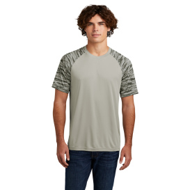 Sport-Tek ST376 Drift Camo Colorblock Tee - Silver