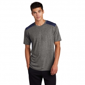 Sport-Tek ST410 PosiCharge Tri-Blend Wicking Draft Tee - True Navy/Dark Grey Heather