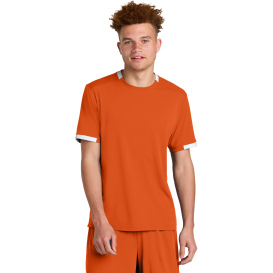 Sport-Tek ST440 Club Short Sleeve Crew - Deep Orange/White