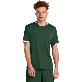 Sport-Tek ST440 Club Short Sleeve Crew - Forest Green/White