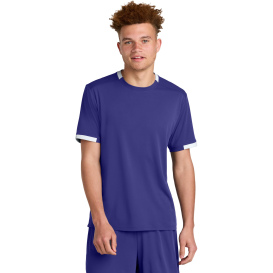 Sport-Tek ST440 Club Short Sleeve Crew - Purple/White