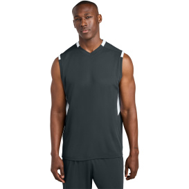 Sport-Tek ST441 Club Sleeveless V-Neck - Iron Gray/White