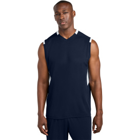 Sport-Tek ST441 Club Sleeveless V-Neck - True Navy/White