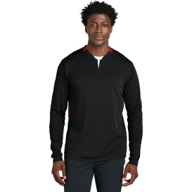 Sport-Tek ST443 Club 1/4-Zip Pullover - Black/Deep Red