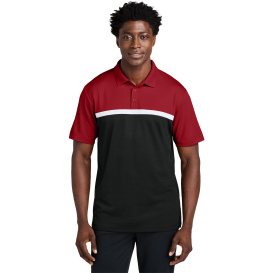 Sport-Tek ST741 UV Micropique Colorblock Polo - Deep Red/Black/White