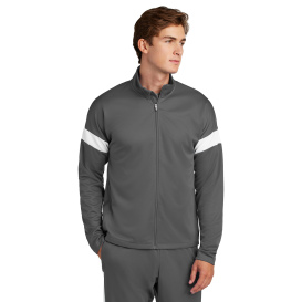 Sport-Tek ST800 Travel Full-Zip Jacket - Iron Grey/White