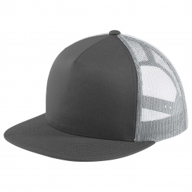 Sport-Tek STC38 Yupoong 5-Panel Classic Trucker Mesh Back Cap - Graphite/White