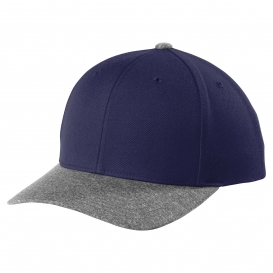 Sport-Tek STC43 Yupoong Curve Bill Snapback Cap - True Navy/Grey Heather